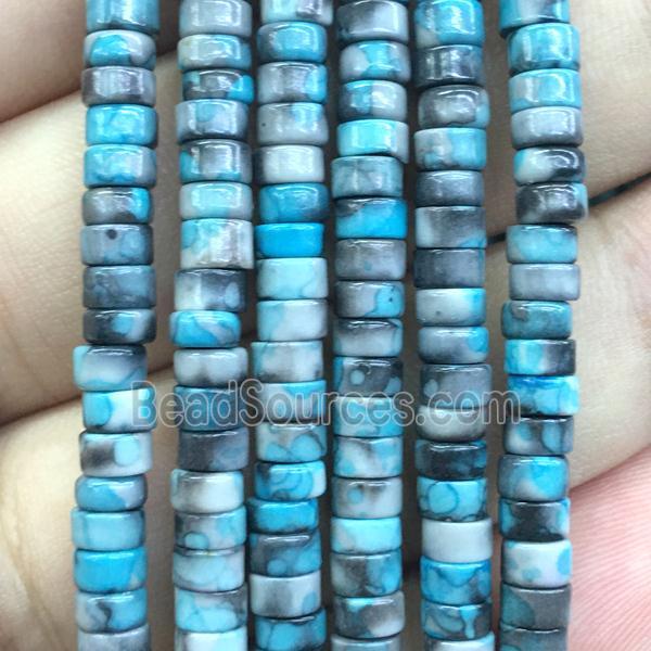 blue flower Jade heishi beads, dye