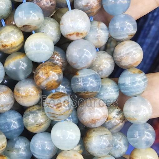 blue Calcite Beads, round