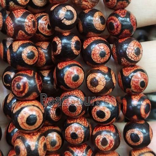 round Tibetan Agate Beads, eye, red