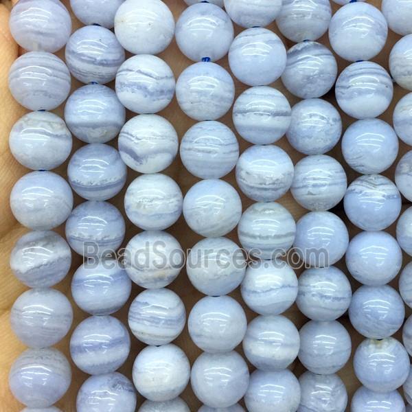 Natural Blue Lace Agate Beads Smooth Round A-Grade