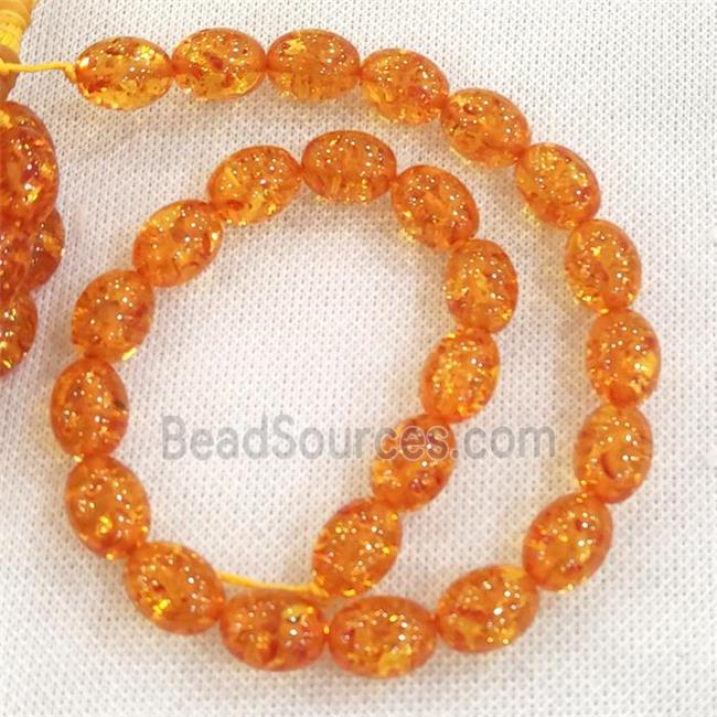 orange synthetic Amber barrel Beads