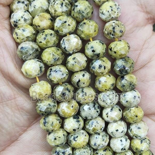 Natural Kiwi Jasper Beads Faceted Rondelle Yellow Treated