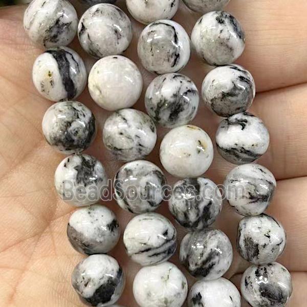 Natural Marble Beads, round, white black