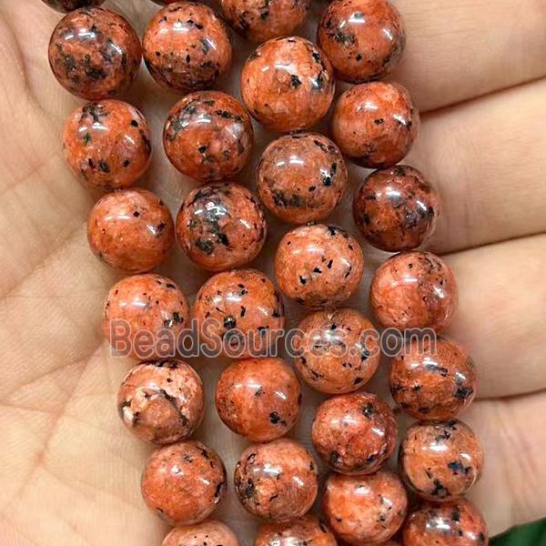 round Marble Beads, red dye