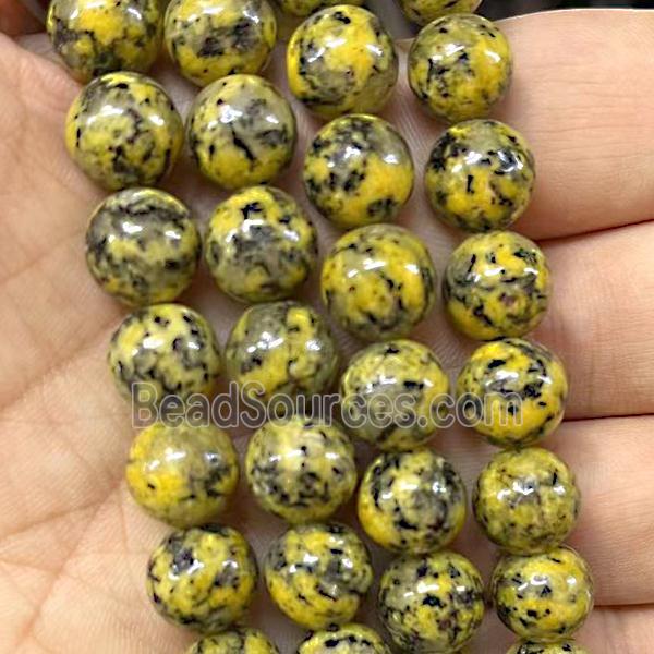 round Marble Beads, yellow dye