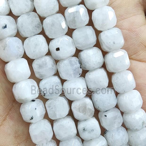 white MoonStone Beads, faceted cube