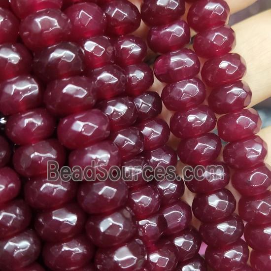 ruby Jade beads, faceted rondelle