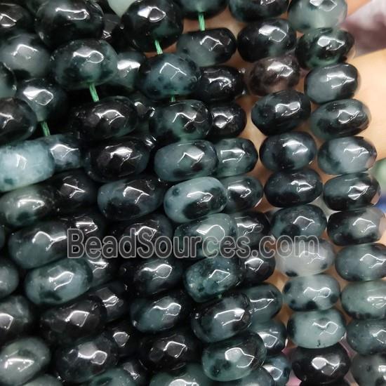 Jade beads, faceted rondelle