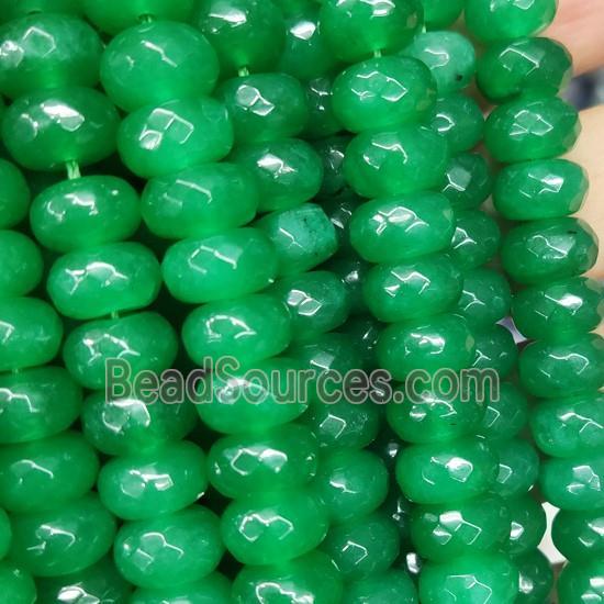 green Jade beads, faceted rondelle