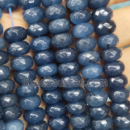 inkblue Jade beads, faceted rondelle