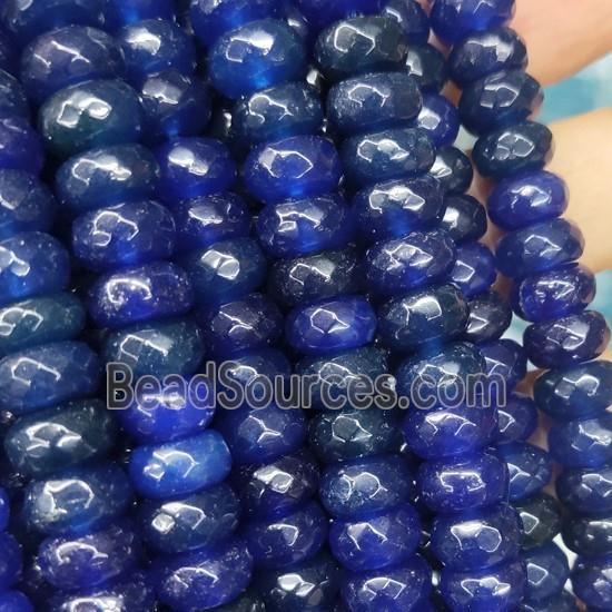 darkblue Jade beads, faceted rondelle