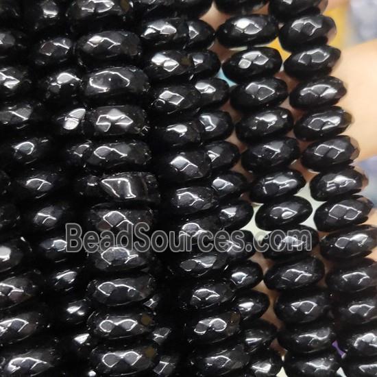 black Jade beads, faceted rondelle