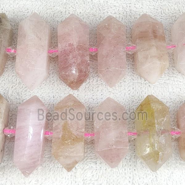 pink Morganite bullet beads