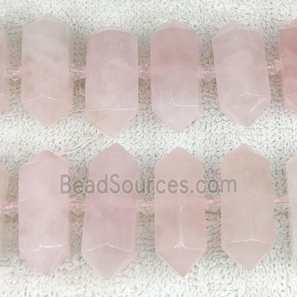 Rose Quartz bullet beads, pink