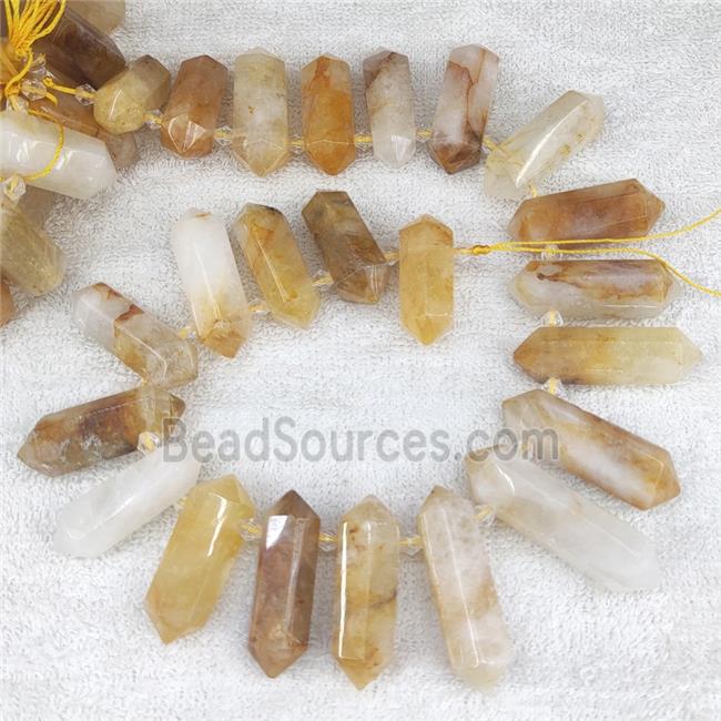 yellow Iron Quartz bullet beads, top-drilled