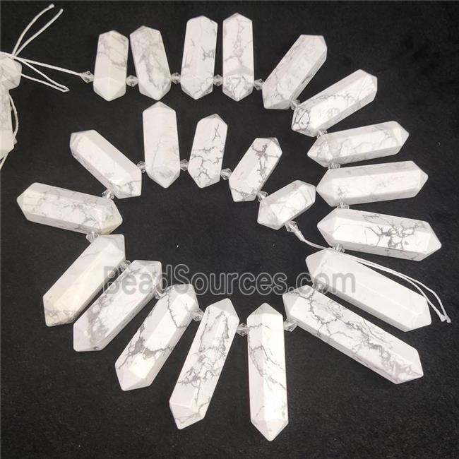 white Howlite Turquoise bullet beads, top-drilled