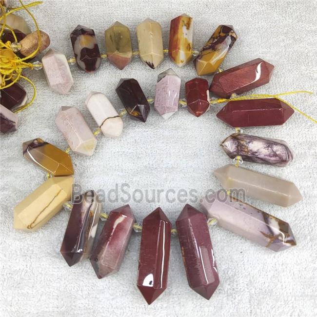 Mookaite bullet beads, top-drilled