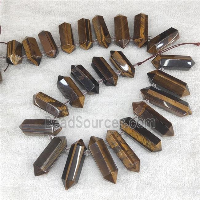 Tiger Eye Stone bullet beads, top-drilled