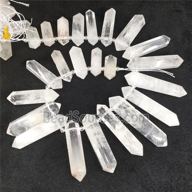 Clear Quartz bullet beads, top-drilled