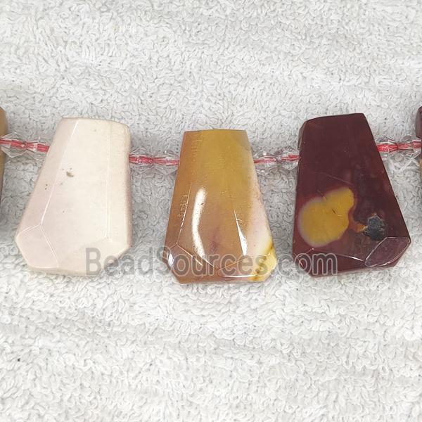 Mookaite teardrop beads, top-drilled