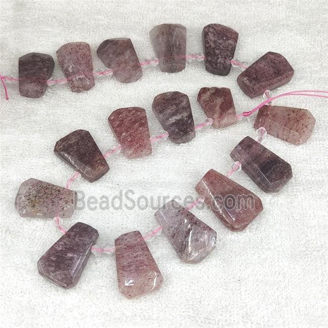 Strawberry Quartz teardrop beads, top-drilled