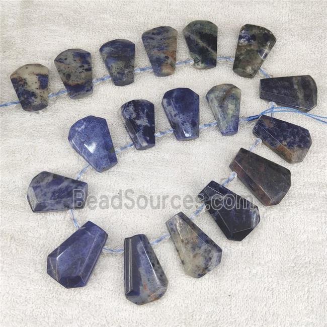 blue Sodalite teardrop beads, top-drilled