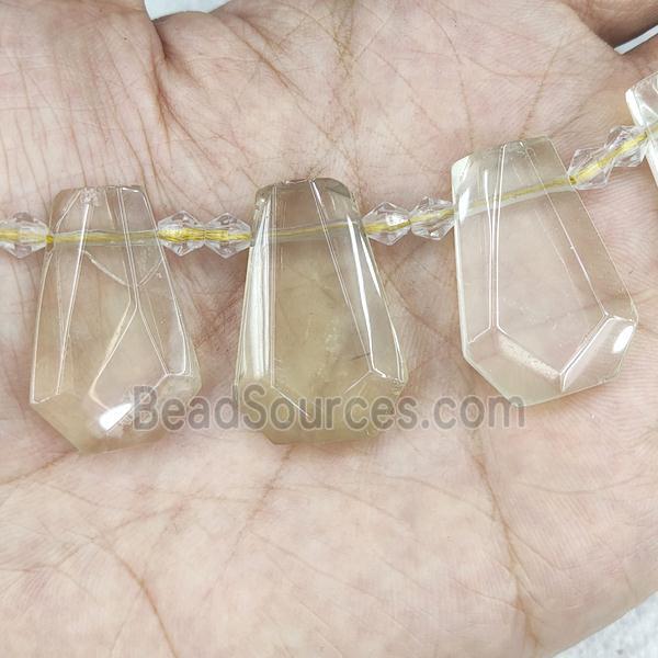 Lemon Quartz teardrop beads, top-drilled