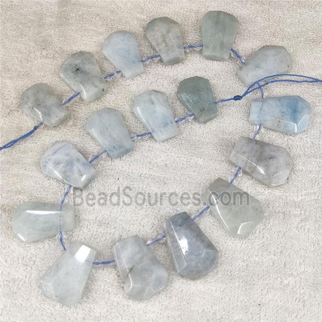 Aquamarine teardrop beads, top-drilled