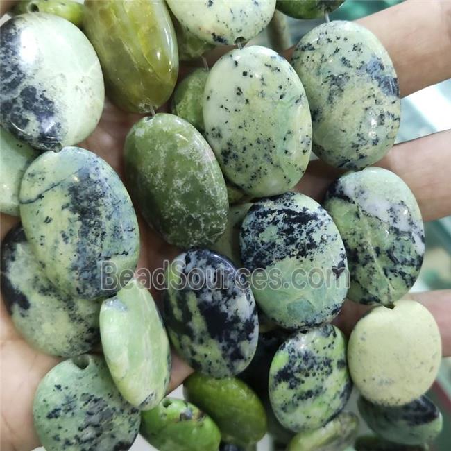 Chrysoprase oval beads, B-grade