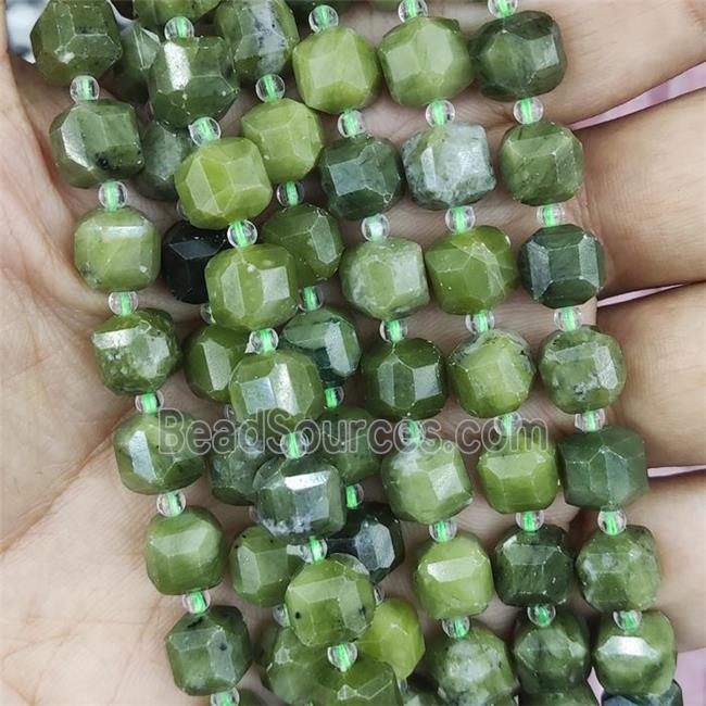 Green Canadian Chrysoprase Beads Nephrite Jade Faceted Cube