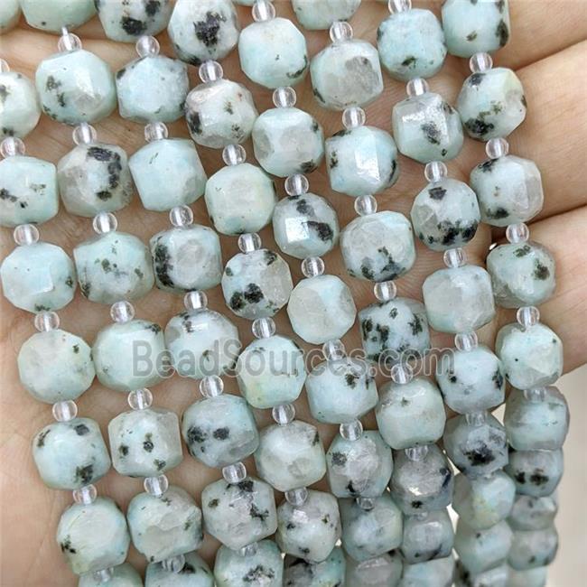 Kiwi Jasper Beads, spot, faceted cube