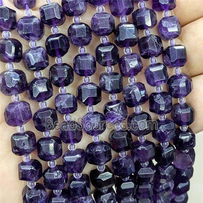 purple Amethyst Beads, faceted cube