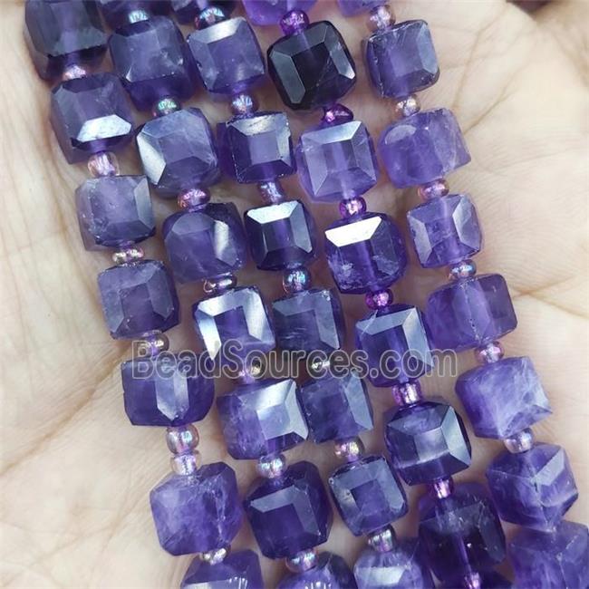 purple Amethyst Beads, faceted cube