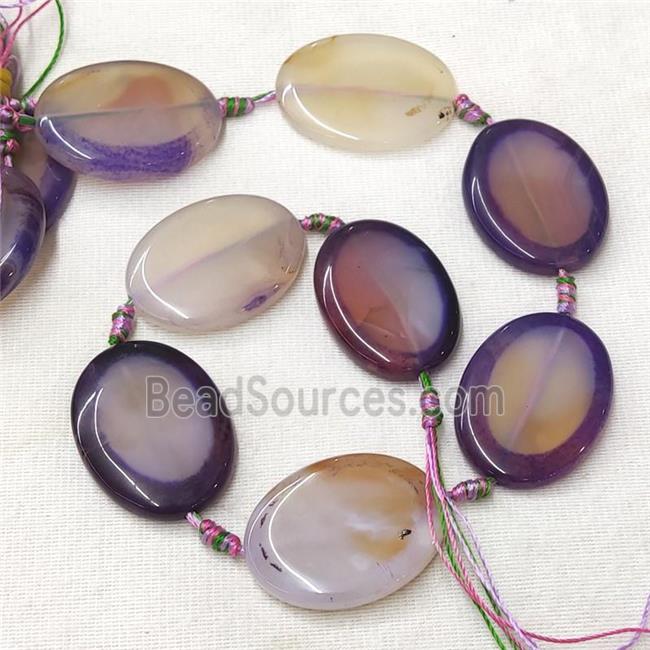 natural Agate Oval Beads, purple dye