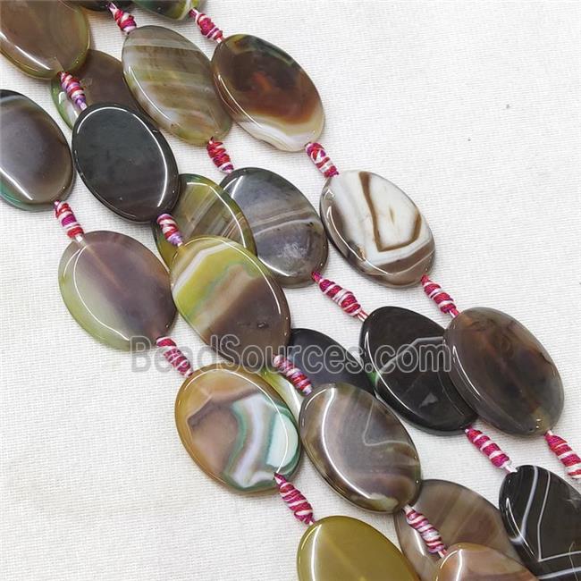 Stripe Agate Oval Beads, coffee