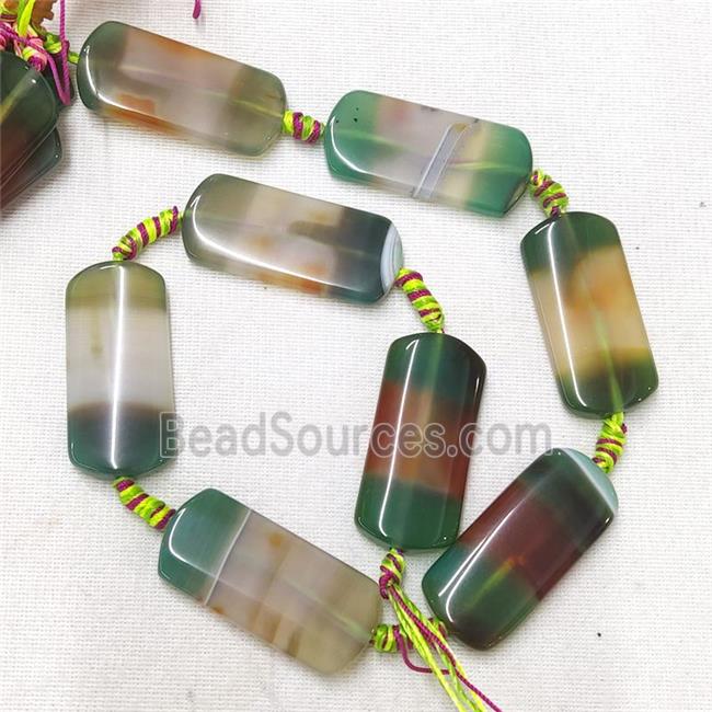 natural Agate Rectangle Beads, green dye