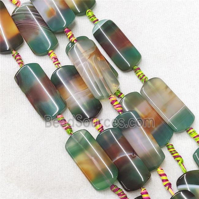 natural Agate Rectangle Beads, green dye