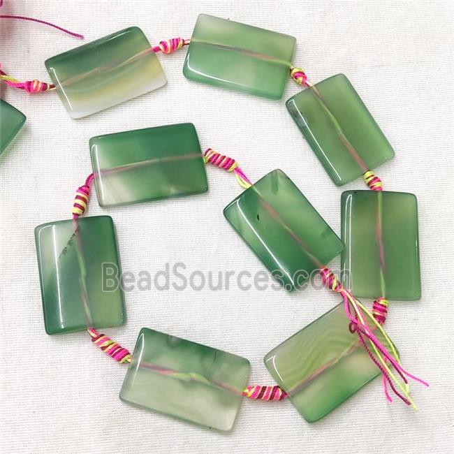 natural Agate Rectangle Beads, green dye