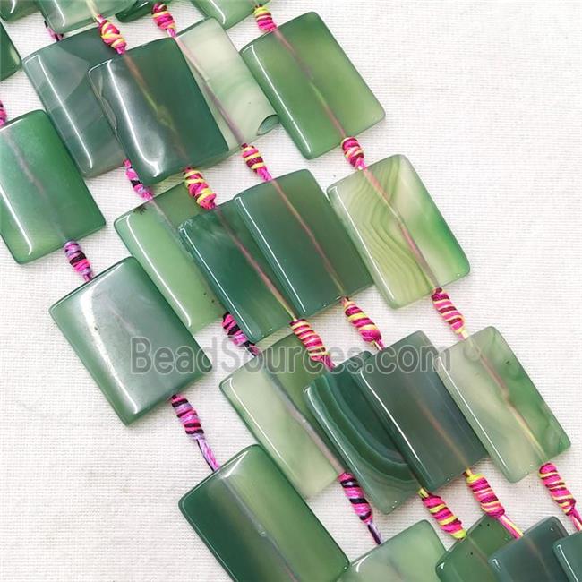 natural Agate Rectangle Beads, green dye