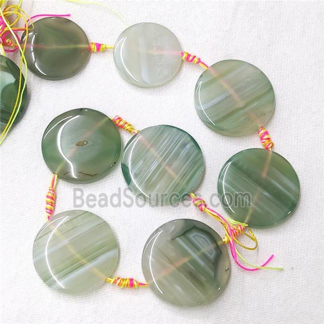 natural Agate Circle Beads, green dye