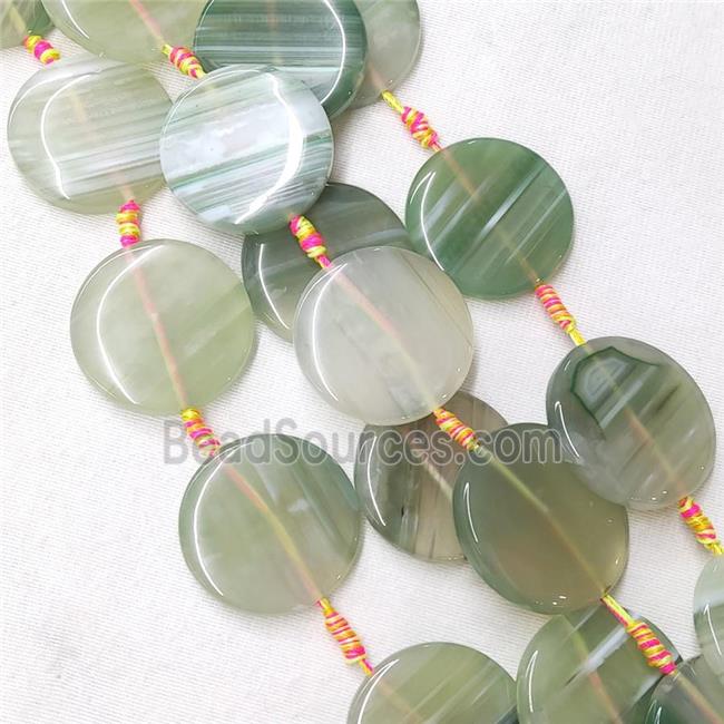 natural Agate Circle Beads, green dye