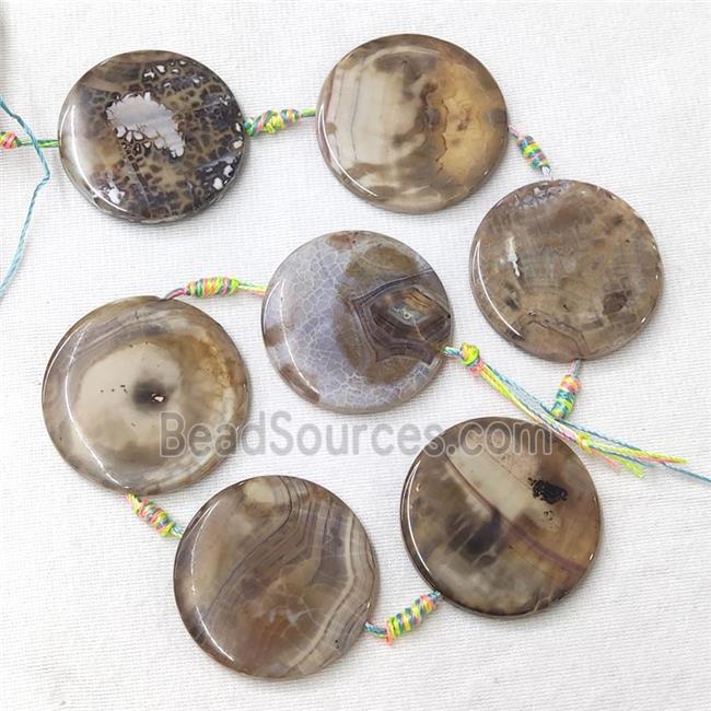 Veins Agate Circle Beads, coffee