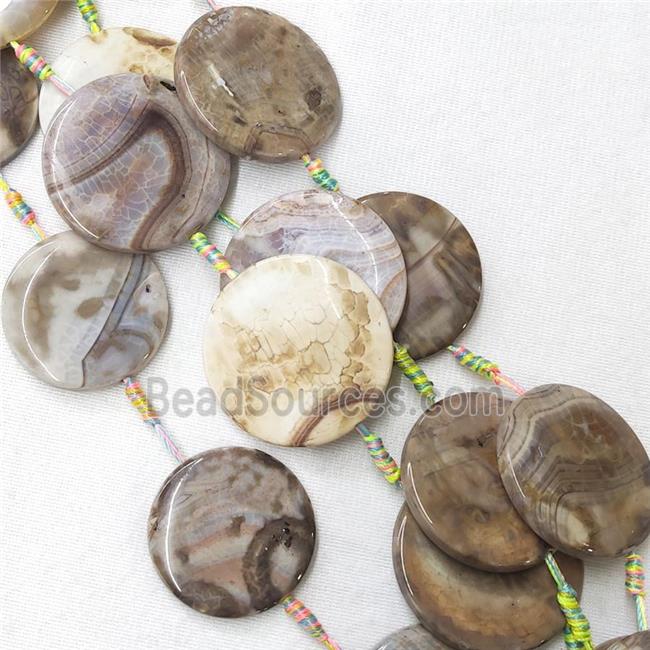 Veins Agate Circle Beads, coffee