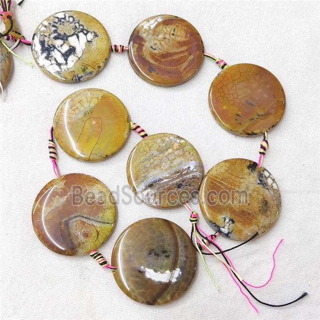 Veins Agate Circle Beads