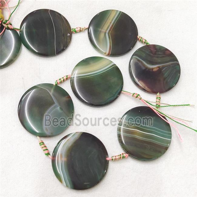 natural Agate Circle Beads, green dye