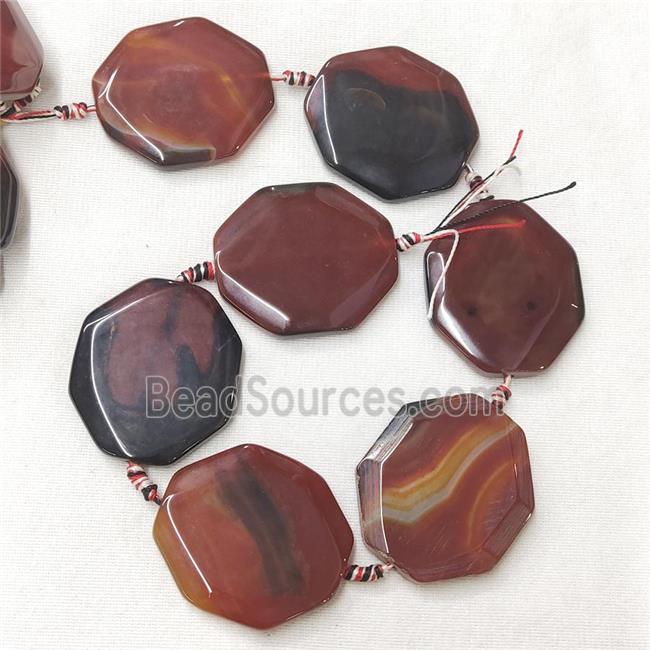 natural Agate Octagon Beads, red dye