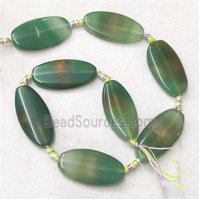 natural Agate Oval Beads, green dye