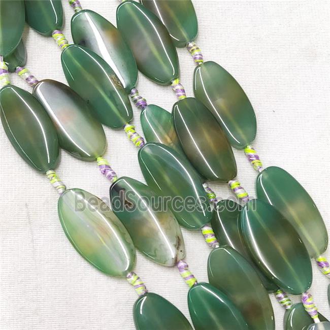 natural Agate Oval Beads, green dye