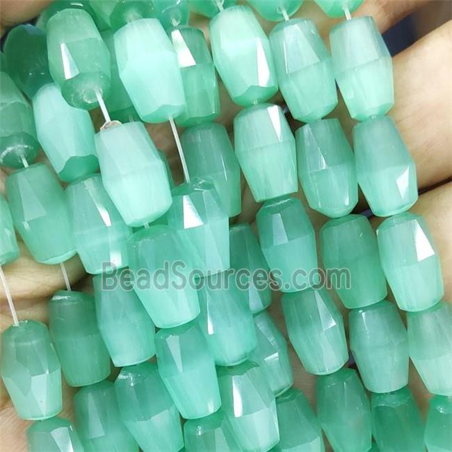 green Cat eye stone barrle beads, faceted