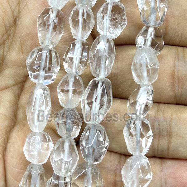 clear quartz beads, faceted freeform